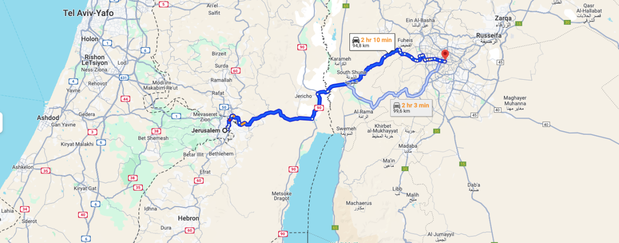 Traveling from Jordan to Palestine